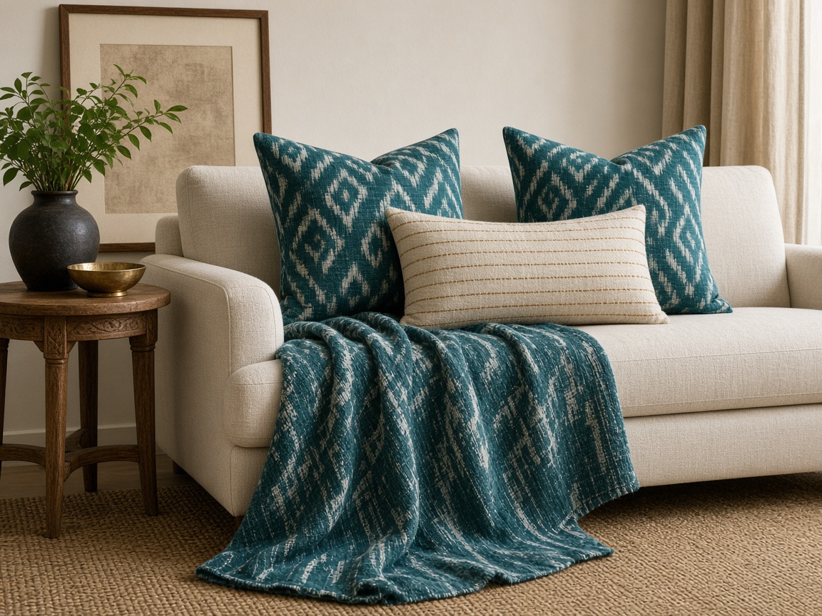 Brass-Stripe Lumbar Pillow — Living Room