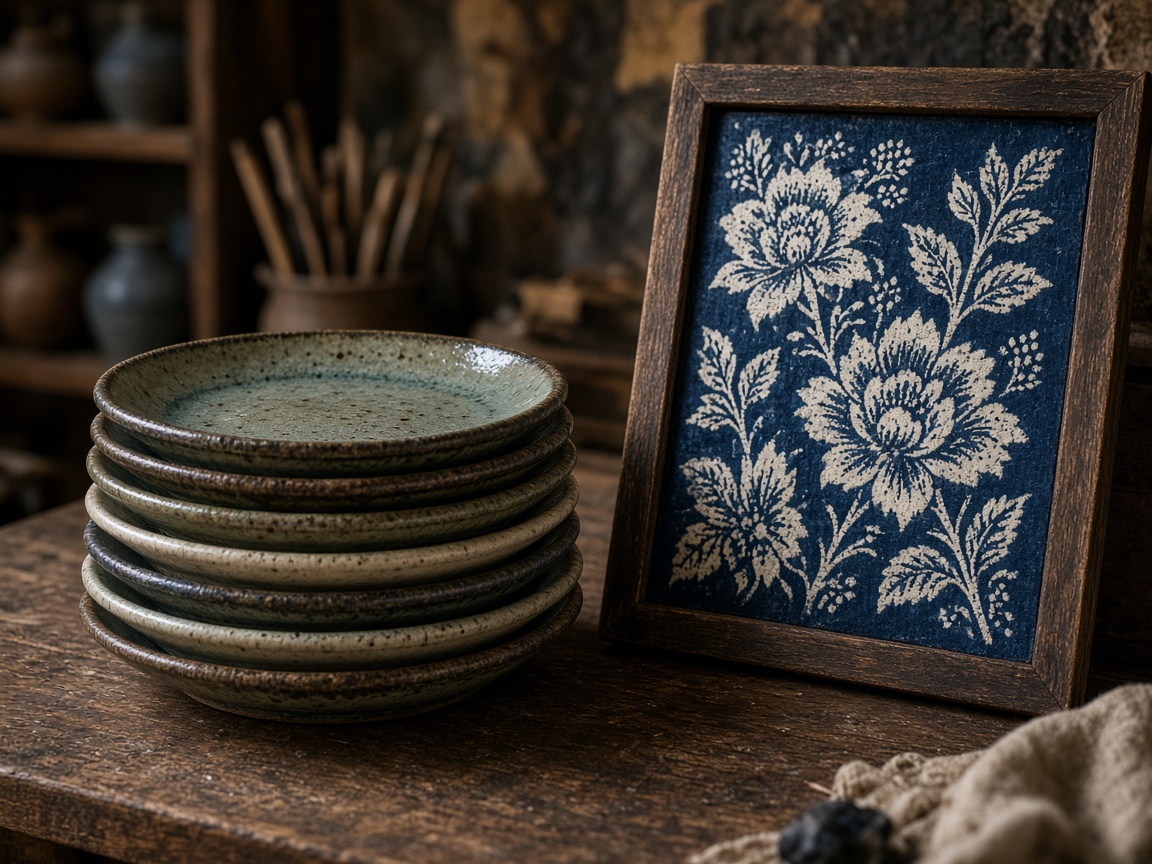 Crackle Wax Study (Set of 3) — Batik Wall Panels