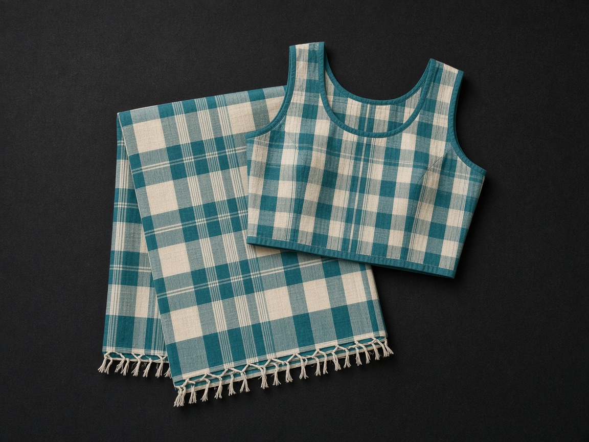 Mahaoya Grey Check Set — Handloom Lungi Sets